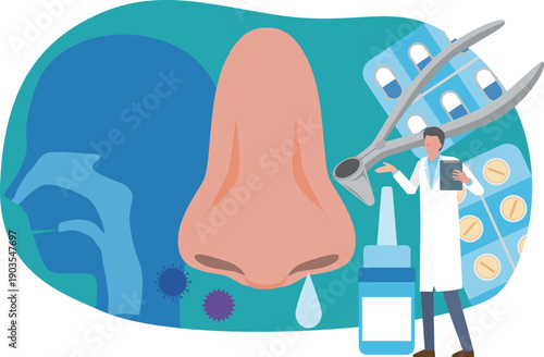 鼻の不調と診察する医師