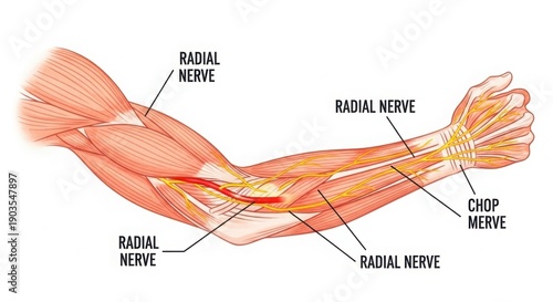 Detailed anatomy of the radial nerve and its pathway in the arm
