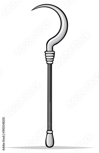 Stylized Question Mark Walking Stick Cane Weapon Icon Symbol