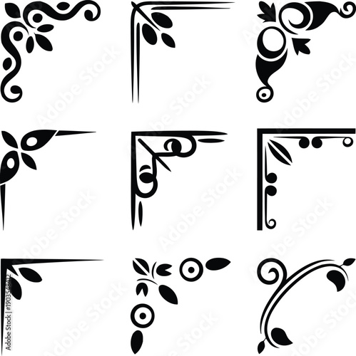 Elegant black floral corner designs for artistic projects and creative inspiration