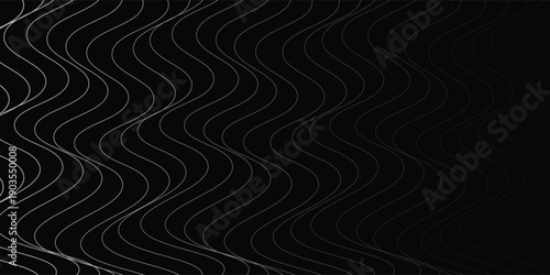 3D Vector wave lines pattern smooth curve flowing dynamic white light isolated on black background for concept of technology, digital