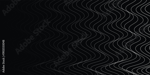 3D Vector wave lines pattern smooth curve flowing dynamic white light isolated on black background for concept of technology, digital