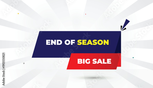 end of season big sale web banner vector art editable eps format illustration template design deep blue shapes yellow bold font white gray gradient abstract sun shine business background 4k