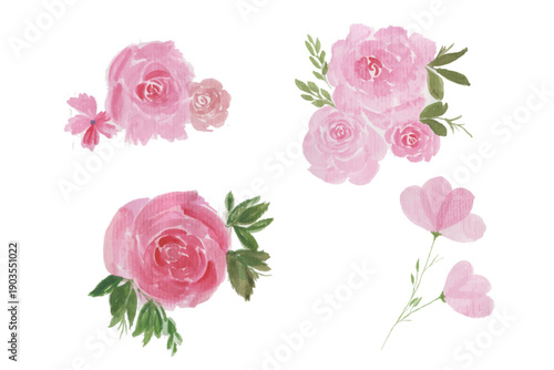 abstract watercolor flowers, leaves illustration set - green leaf branches collection for wedding, greetings, stationary, wallpapers, fashion, background. olive, green leaves, Eucalyptus etc.