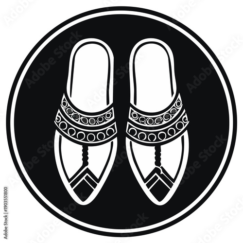 Traditional Ethnic Footwear Silhouette Vector Icon Graphic Design