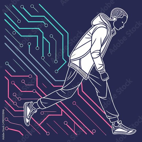 abstract background with a man