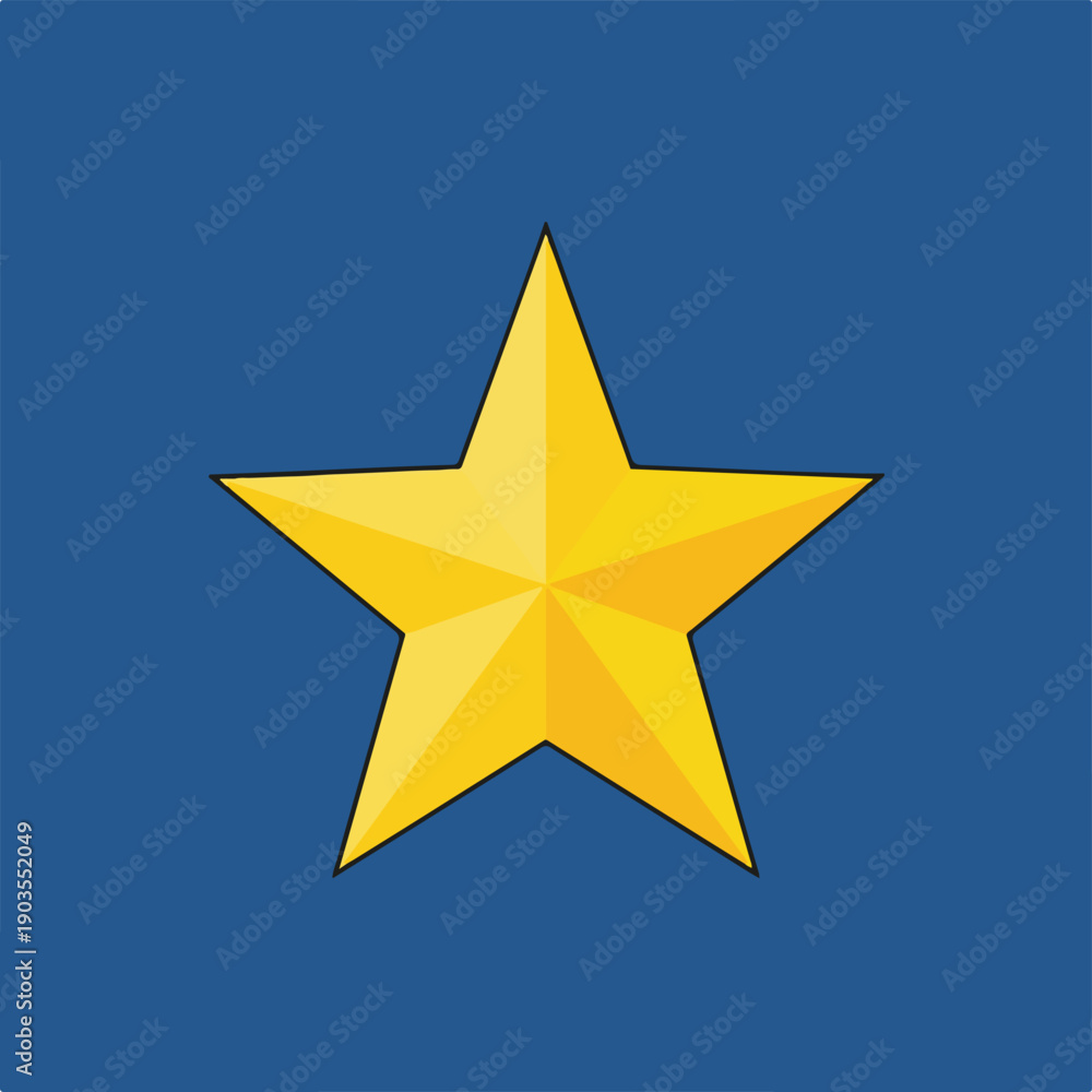 Obraz premium A five-pointed gold star on a deep blue background
