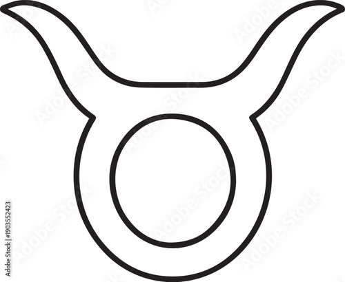 A minimalist, clean line drawing of the Taurus zodiac symbol, representing strength and stability.
