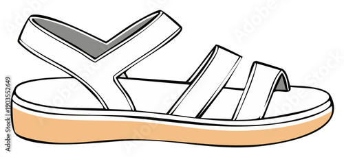 White Sandal Illustration Casual Summer Footwear Fashionable Flat Shoe Design