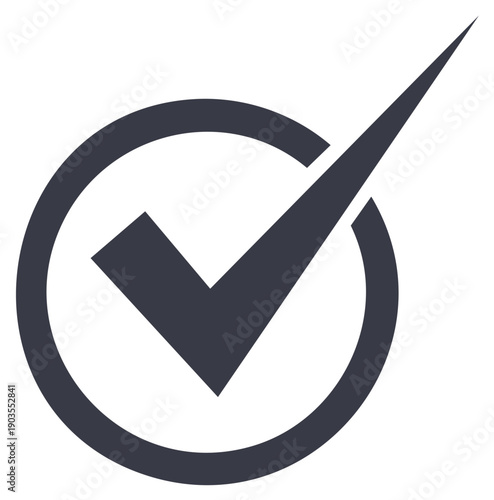 Check mark symbol with a circle around, validation icon, dark theme