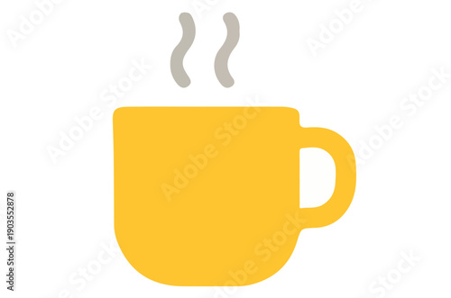 Bright Yellow Coffee Mug with Steam Rising
