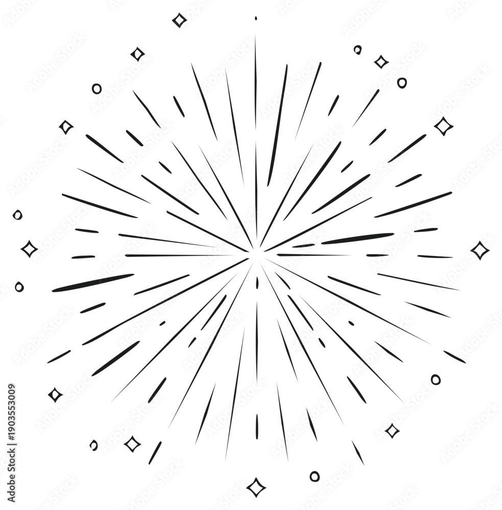 Obraz premium Abstract starburst design with radiating lines and decorative elements