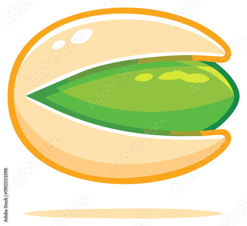 Delicious fresh pistachio nut in an open shell healthy snack food illustration
