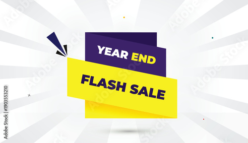 year end flash sale editable eps format web banner vector art illustration template design deep purple yellow shapes bold font white gray gradient abstract sun shine business background 4k creative mo
