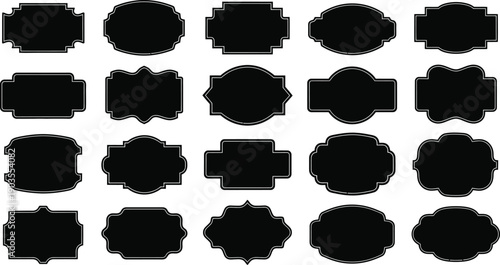 Collection Frame of various black shapes on a white background.
