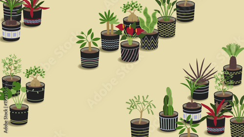 日光浴する観葉植物の壁紙素材。imacのスクリーン画面の比率で作成。