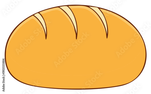 A Cartoon Bread Loaf Illustration Freshly Baked Simple Design Food Icon Isolated