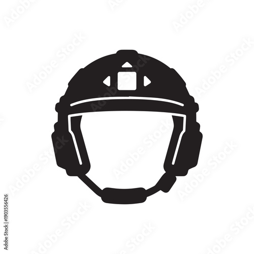 Tactical Military Combat Helmet Silhouette Icon Protective Headgear Vector Illustration for Safety. 