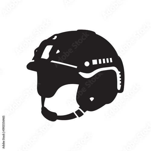 Tactical Military Combat Helmet Silhouette Icon Protective Headgear Vector Illustration for Safety. 