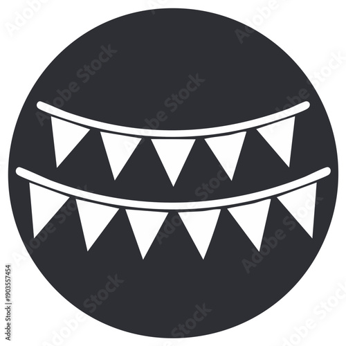 Festive Celebration Hanging Bunting Decorations in Circle Frame Fun Party Event Background Design