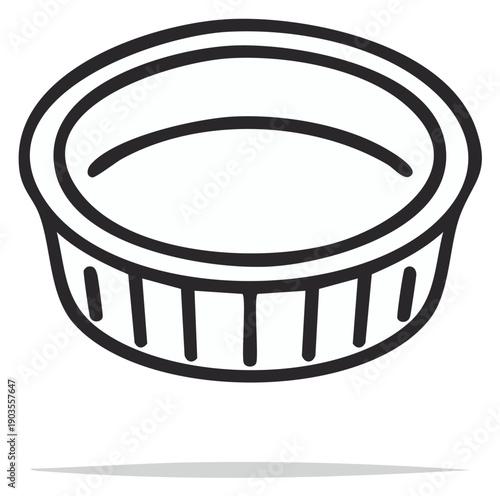 Round sauce cup vector icon illustration. Outline condiment container for portioning of sauces and dips