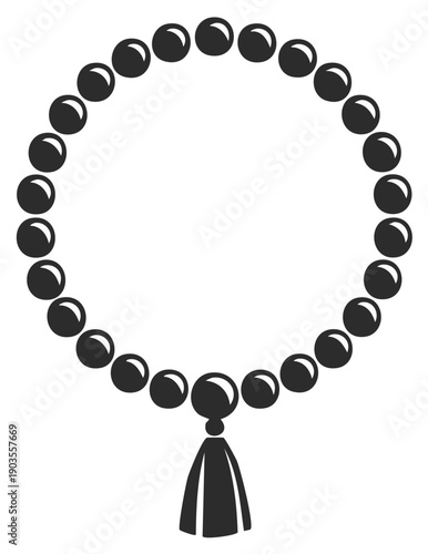 Circle of Black Prayer Beads with Tassel Icon