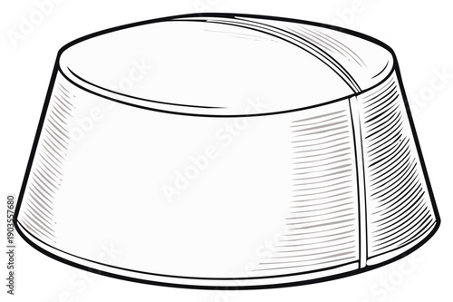Black and white line art illustration of a traditional Turkish Fez hat
