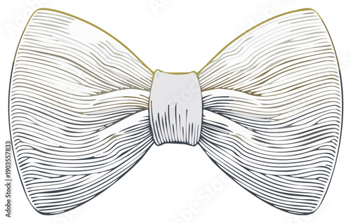 Classic men's bow tie accessory in a hand drawn vintage engraving illustration style