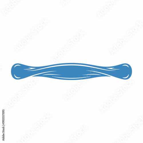 Minimal organic vector illustration of a water shape stretched horizontally by surface tension, smooth curves, solid color only,
