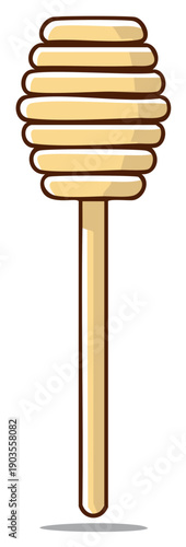 Illustration of a honey dipper with multiple tiers against white canvas, suitable for beekeeping or sweets themes