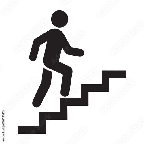 Walking up the stairs or staircase icon vector silhouette  