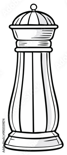 Classic Hand Drawn Salt Shaker or Pepper Grinder Kitchen Illustration