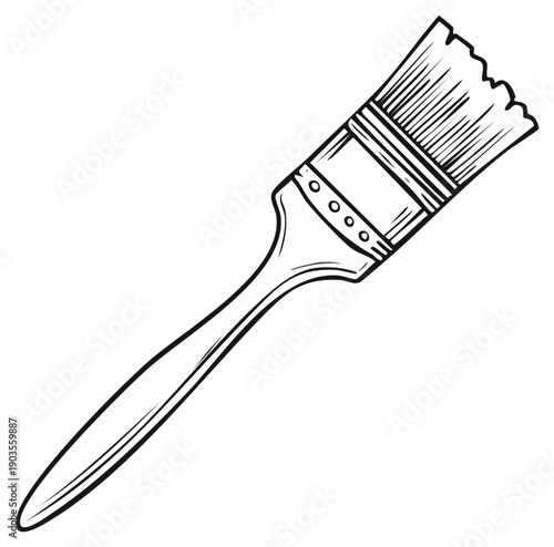 Single Paint Brush Outline Illustration Home Improvement Tool Graphics Painting