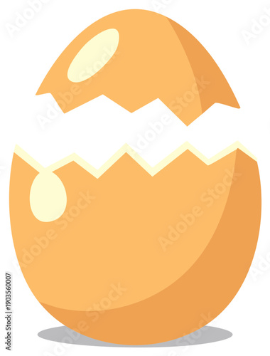Empty cracked eggshell vector graphic symbolizing new life hatching or opportunity