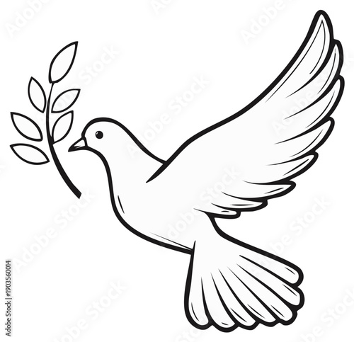 Dove with Olive Branch Symbolizing Peace and Hope in Flight