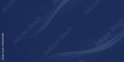 Modern abstract background featuring a digital wave made of glowing dots over a dark blue theme ideal for web and design use