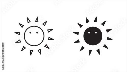 Brightness Icon set,  Intensity Setting Vector Art Illustration