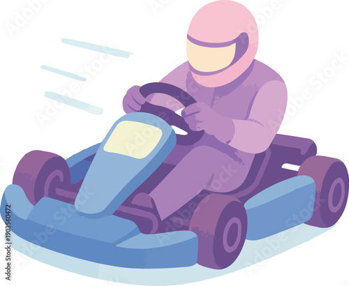 Go-kart racer driving a blue kart racing driver