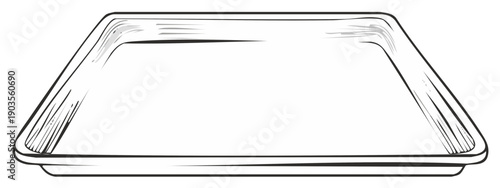 Illustration of a baking pan with drawn lines. Baking and cooking concept.