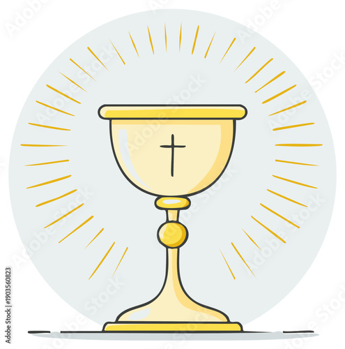 Golden chalice with cross vector icon for religion ceremony or Holy communion