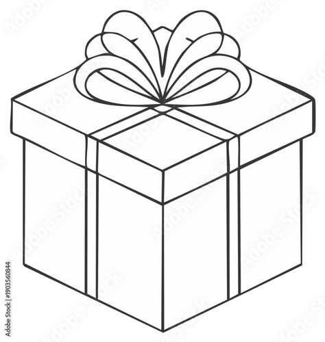 Graphic Rendering of an Isometric Present with Decorative Bow for Celebration Concepts