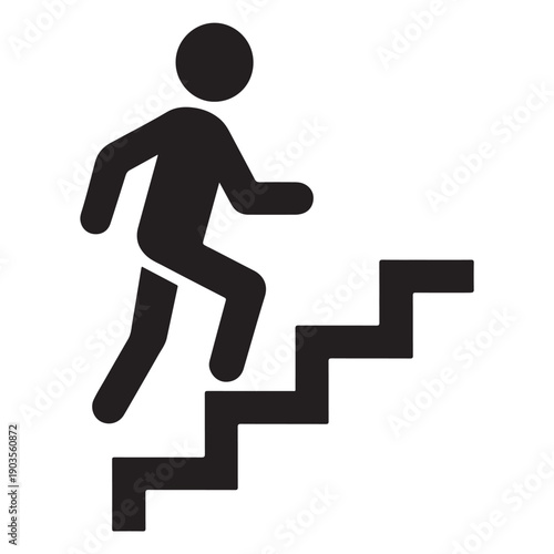 Walking up the stairs or staircase icon vector silhouette  