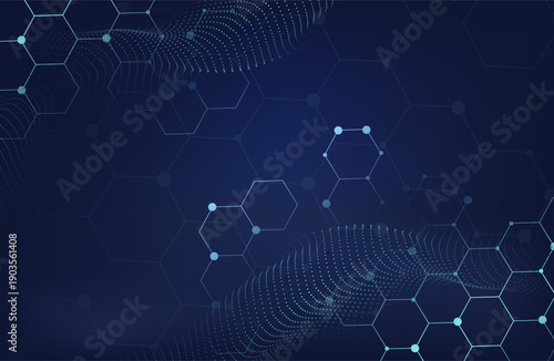 Molecular abstract structure and genetic engineering DNA. Healthcare and medicine background concept. Scientific research background. Wave flow. Innovation pattern.Business background. Not AI