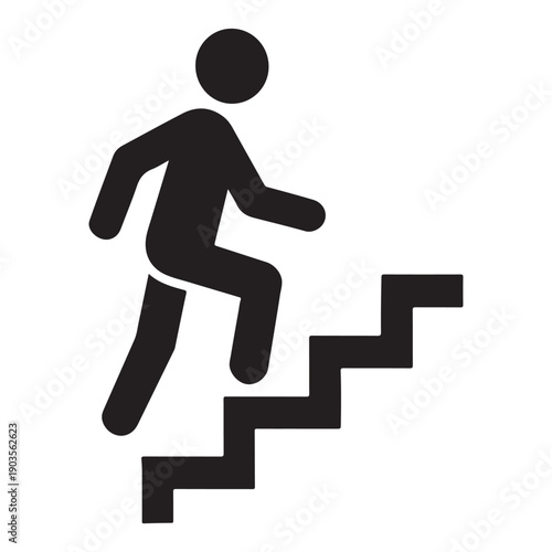 Walking up the stairs or staircase icon vector silhouette  