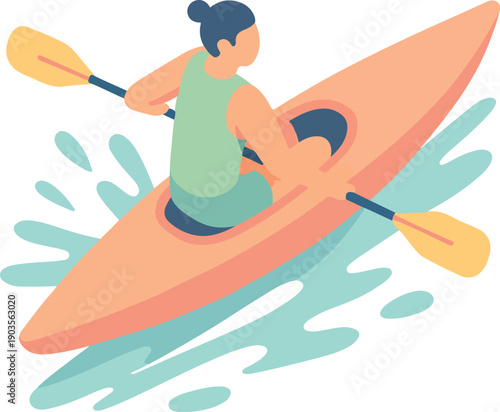Person Kayaking on Water with Paddle canoe boat
