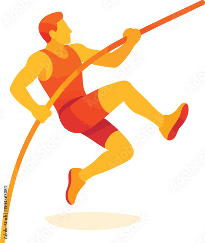 Pole Vaulter in Mid- Air Jump athletics track and field