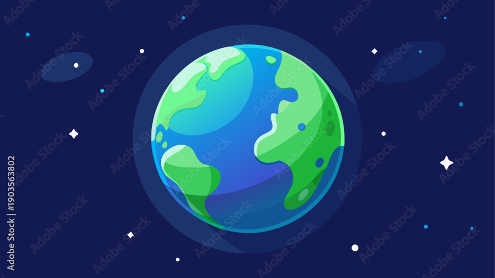 Fototapeta premium A vibrant illustration of earth floating amidst a starry cosmic background