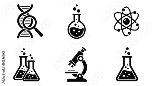 Scientific tools and symbols representing various fields of scientific research and study Vector