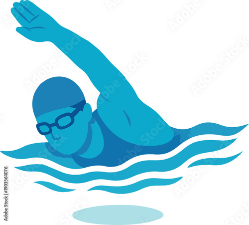 Swimmer performing freestyle stroke in water swimming