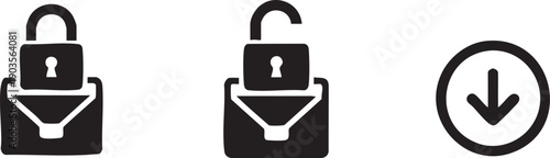 Archive Lock Archive Unlock Arrow Circle Down Storage